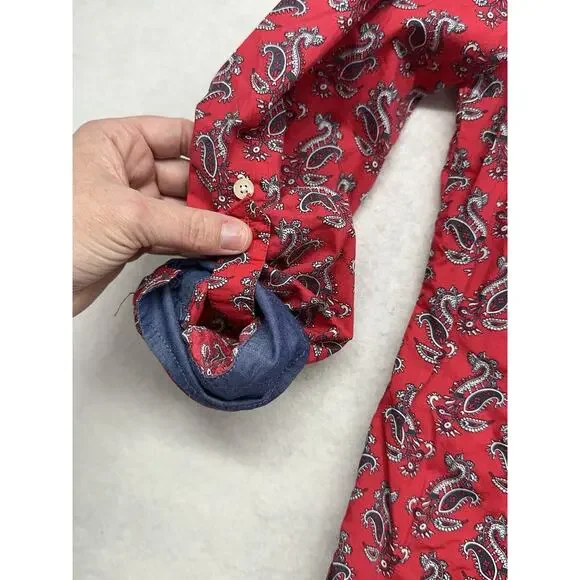 Talbots Womens SZ 12 Paisley Print Long Sleeve‎ Button Down Blouse 100% Cotton - Picture 4 of 9